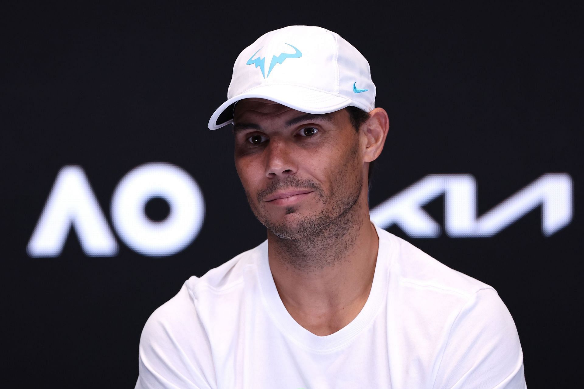 Rafael Nadal interacts with the media at the 2023 Australian Open